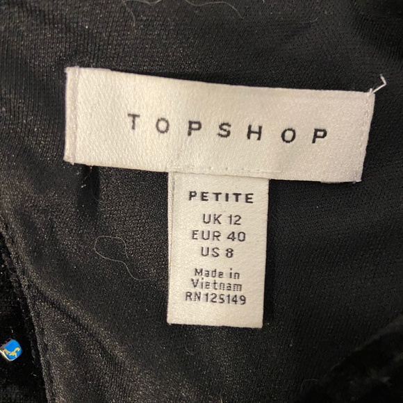 NWOT Topshop Petite Black Velvet Open-Back Dress, Petite size 8 - Picture 14 of 16